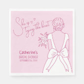 Hand getrokken roze boog bruiloft jurk Vrijgezelle Servet (Voorkant)