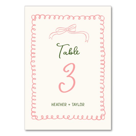 Hand getrokken Roze en Groen Frans Leuk Huwelijk Kaart (Voorkant)