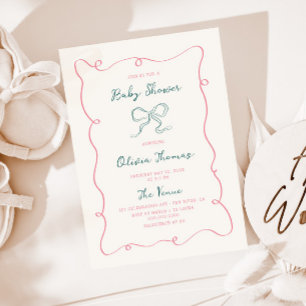 Hand getrokken roze groene boog Baby shower Kaart