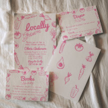 Hand getrokken roze lokaal gegroeid meisje Baby sh