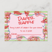 Hand getrokken Roze Pizza Ciao Baby Luier Raffle Informatiekaartje (Voorkant)