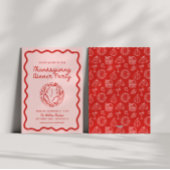 Hand getrokken roze rode Whimsy Doodle Thanksgivin Feestdagenkaart