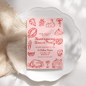 Hand getrokken roze whimsy doedel Thanksgiving uit Feestdagenkaart