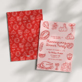 Hand getrokken roze whimsy doedel Thanksgiving uit Feestdagenkaart