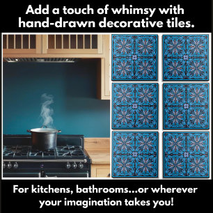 Hand getrokken Scandi Bloempatroon Tegeltje