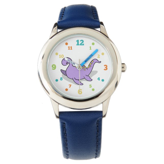 Hand getrokken schattig klein dinosaurus Kinder ho Horloge (Voorkant)