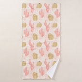 Hand getrokken schattig roze cactus badhanddoek se (Badhanddoek)