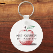 Hand getrokken Schattige & Fun Red Apple Beste Ler Sleutelhanger (Voorkant)