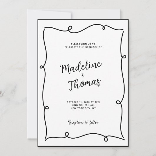 Hand getrokken Schattige paar script grillige brui Kaart (Voorkant)