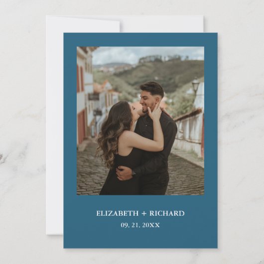 Hand getrokken Scribble blauwe illustratie Bruilof Kaart (Achterkant)