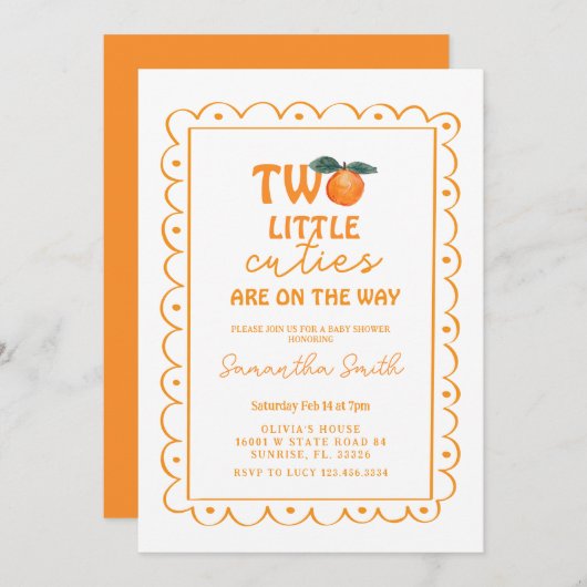 Hand getrokken Sinaasappel Twee kleine cutie zijn  Kaart (Voorkant / Achterkant)