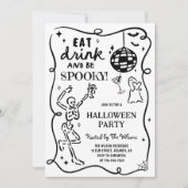 Hand getrokken Skelet Spooky Halloween Kaart (Voorkant)