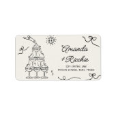 Hand getrokken speelse grillige retro Franse bruil Etiket (Voorkant)