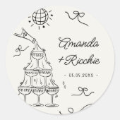 Hand getrokken speelse grillige retro Franse bruil Ronde Sticker (Voorkant)
