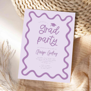 Hand getrokken Squiggly Line Paarse Graduation Par Kaart