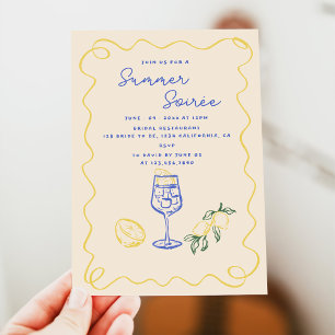 Hand getrokken Summer Soiree Drinken Cocktail Part Kaart