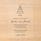 Hand getrokken taart Doodle moderne bruiloft Acryl Uitnodigingen (Voorkant)