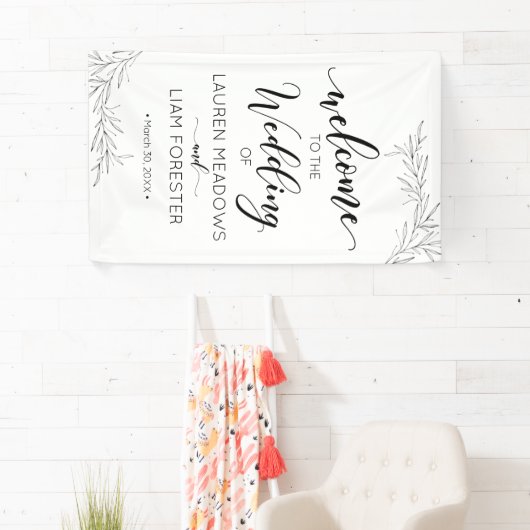 Hand getrokken takken bruiloft welkom banner (Insitu)