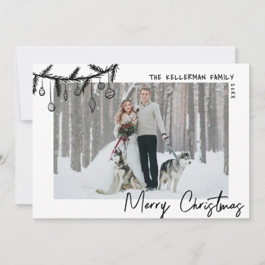 Hand getrokken Tartan grillige vrolijke kerst Feestdagenkaart (Voorkant)