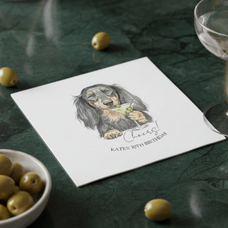 Hand getrokken teckel Dirty Martini Doodle Cocktai Servet