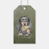 Hand getrokken teckel Martini Doodle Dank u Cadeaulabel (Voorkant)