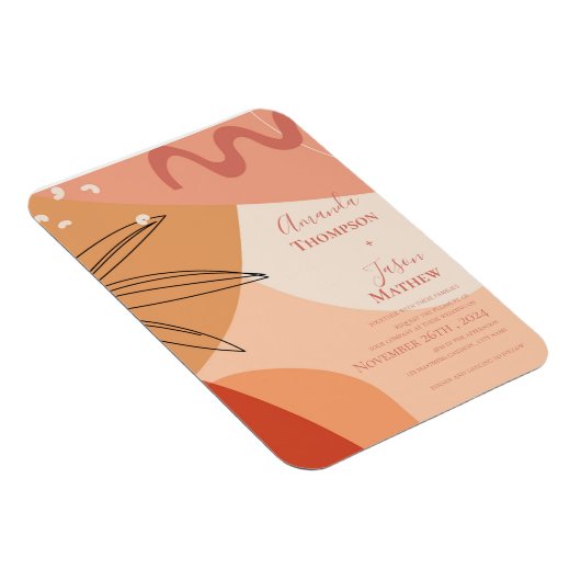 Hand getrokken terracotta Abstracte bruiloft uitno Magneet (Rechterzijde)