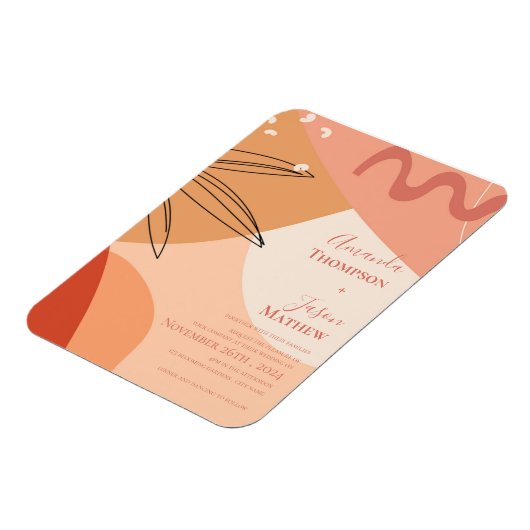 Hand getrokken terracotta Abstracte bruiloft uitno Magneet (Linkerzijde)