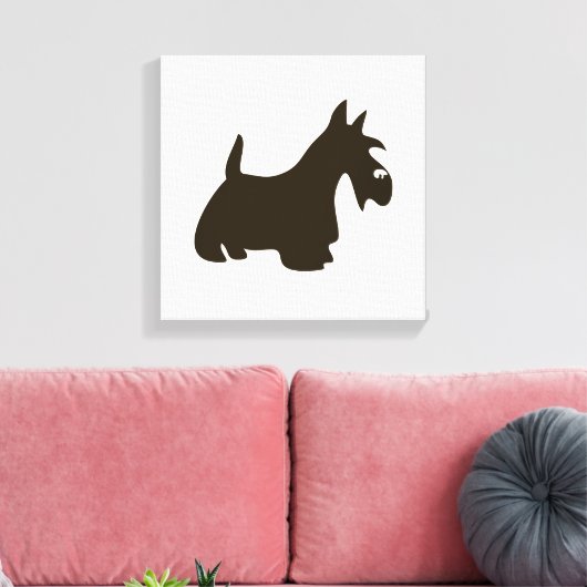 Hand getrokken Terrier Silhouet Canvas Print (Insitu (Woonkamer))