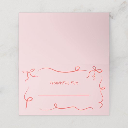 Hand getrokken Thanksgiving Dinner Place Card (Buitenkant ongevouwen)