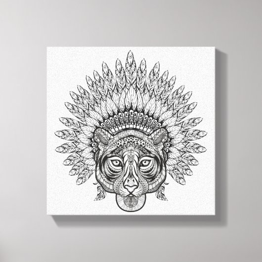 Hand getrokken tijger in stijl 6 canvas afdruk (Voorkant)