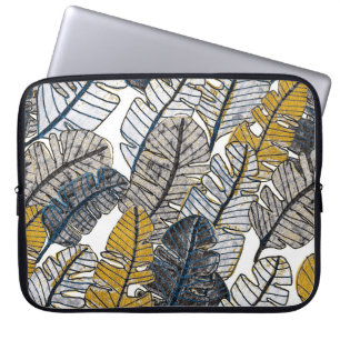 Hand getrokken: tropische bladeren laptop sleeve