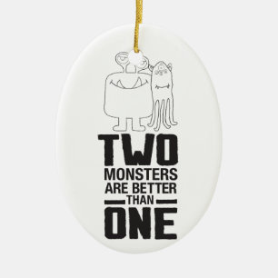 Hand getrokken twee Monster Art Monster Halloween  Keramisch Ornament