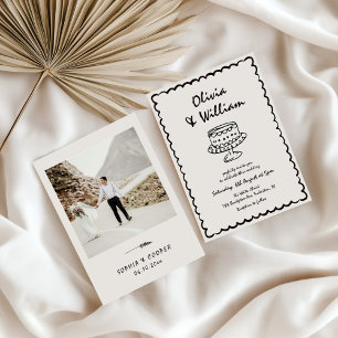 Hand getrokken unieke retro foto bruiloft kaart