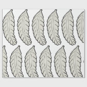 Hand getrokken veren minimalistische Natuur Cadeaupapier (Vlak)