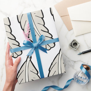 Hand getrokken veren minimalistische Natuur Cadeaupapier