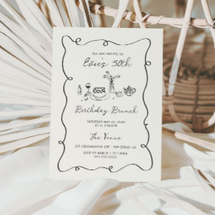 Hand getrokken verjaardagsbrunch Squiggle Lijst Kaart