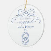 Hand getrokken verloofde kerst keramisch ornament (Links)