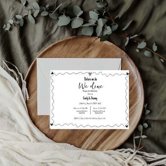 Hand getrokken voordat we gaan dineren repetitie d aankondiging