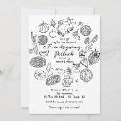 Hand getrokken Vrienden geven Potluck Uitnodiging (Voorkant)