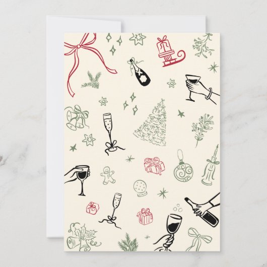 Hand getrokken vriendjes feest uitnodiging, Kerstm Kaart (Achterkant)