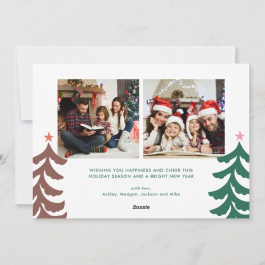 Hand getrokken vrolijk en helder retro familie feestdagenkaart (Achterkant)