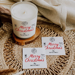 Hand getrokken Vrolijk Kerstfeest Gepersonaliseerd Vierkante Sticker