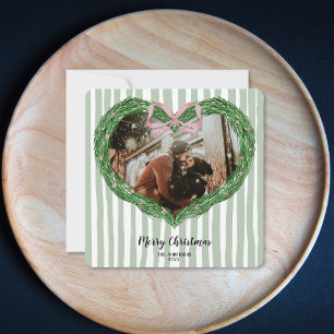 Hand getrokken vrolijke kerst hart krans foto kaart