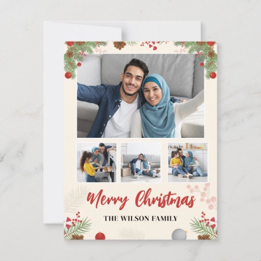 Hand getrokken Vrolijke Kerstmis Vier Fotocollage (Voorkant)