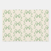 Hand getrokken Waterverf Green Bows Wrapping Paper (Voorkant)