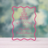Hand getrokken Wavy Lijst & Champagne Tower Welkom Acryl Bord (Neutraal)