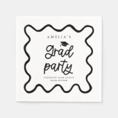 Hand getrokken Wavy Line White Afstudeerder Party Servet (Voorkant)