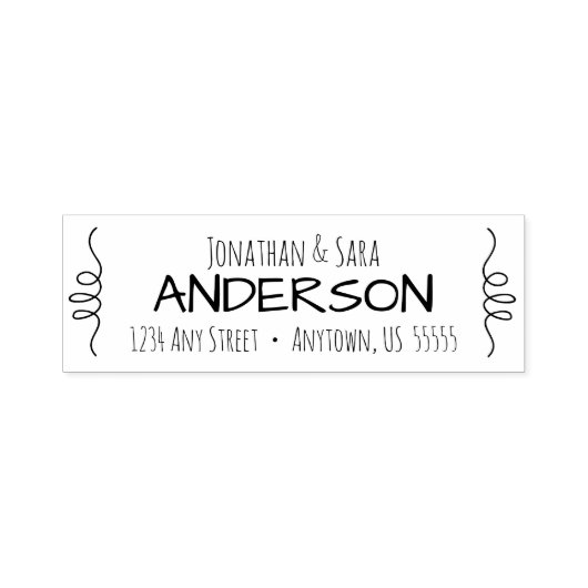 Hand getrokken wervelingen retouradres  zelfinktende stempel (Design)