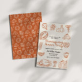 Hand Getrokken Whimsy Doodle Thanksgiving Uitnodig Feestdagenkaart