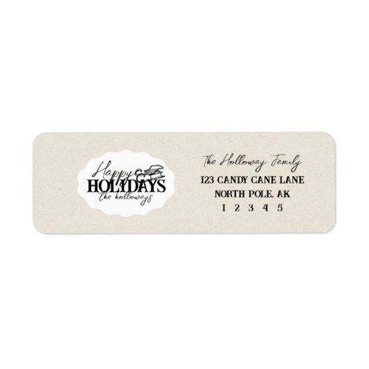 Hand getrokken Winter Sled met Elegant Script Ovaa Etiket (Voorkant)